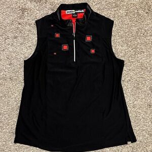 Jamie Sadock Black and Red Zip Collar Top